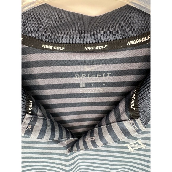 Nike‎ Golf Dri-Fit Short Sleeve Polo Shirt Men's Large Gray Black Stripe - Picture 4 of 6